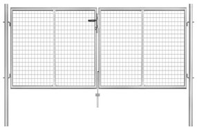 Cancello Per Giardino İn Acciaio Zincato 306x150 Cm Argento /