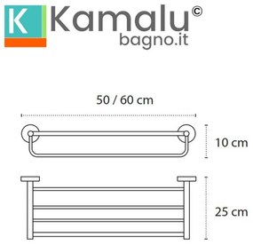 Kamalu - portsalviette a barre per hotel 50cm in acciaio inox nero opaco | mira-n