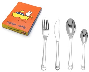 Posate per bambini in acciaio inox argento 4 pezzi Miffy - Zilverstad