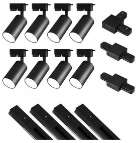 Faretto per sistema a binario 8xGU10/25W/230V 4 m nero