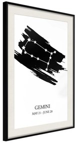 Poster  Zodiac: Gemini I  Cornice Quadri Cornice nera con pass-partout, Larghezza x Altezza Home decor 20x30