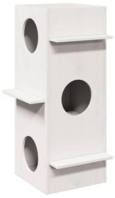 Cuccia Per Gatti Bianca 43x43x90 Cm İn Legno Massello Di Pino /