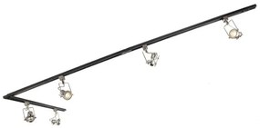 Sistema di illuminazione a binario moderno con 5 faretti in acciaio monofase - Iconic Suplux