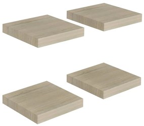 Mensole a muro 4 pz rovere 23x23,5x3,8 cm in mdf