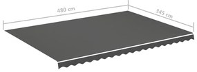 Tessuto di Ricambio Tenda da Sole Antracite 5x3,5 m