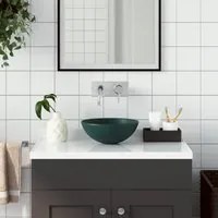 Lavandino da Bagno in Ceramica Verde Scuro Rotondo cod mxl 40807