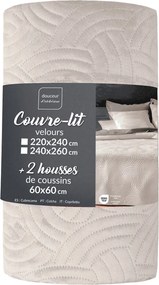 Set con copriletto e federa color crema in velluto 240x260 cm Solange – douceur d'intérieur