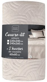 Set con copriletto e federa color crema in velluto 240x260 cm Solange – douceur d'intérieur