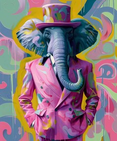Salvadori Arte tela dipinta a mano SIR ELEPHANT- in 4 misure 40 x 30