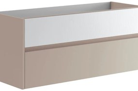 Mobile da bagno sospeso sotto lavabo L 119.5 x H 50 x P 45.5 cm beige laccato opaco, 2 cassetti VISOBATH Niwa