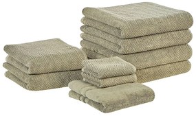 Set di 9 asciugamani cotone verde MITIARO Beliani