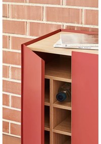 Cassettiera alta rossa effetto rovere95x120 cm Arista - Teulat
