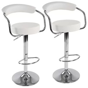 2 Sgabelli da Bar Cucina Sedia in Ecopelle con Schienale, Sgabello Girevole Ed Altezza Regolabile con Poggiapiedi per Casa, Design Elegante Moderno Colore Bianco