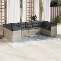 Set Divano Giardino 10 pz con Cuscini Grigio Chiaro Polyrattan 3250041