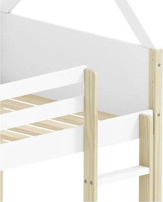 Letto da bambini a forma di casa/a castello bianco/di colore naturale 90x190 cm Valka – Marckeric