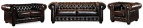 Divano chesterfield 3+2+1 posti 100% pelle di bufalo Marrone riflessi castani - BRENTON