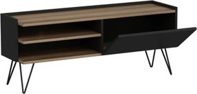 Mobile TV Da Terra 124 Cm Con Piedini In Metallo Nero E Noce Aral