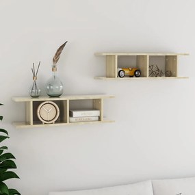 Mensole A Parete 2 Pz Rovere Sonoma 75x18x20 Cm İn Multistrato /