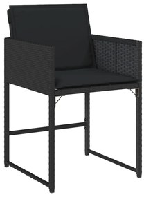 Set da pranzo da giardino 7 pz nero con cuscini in polyrattan