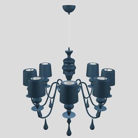 Lampadario Contemporaneo Eva In Plastica Blu Alluminio 8 Luci