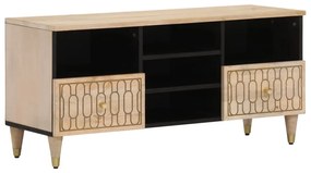Mobile Porta Tv 100x33x46 Cm İn Legno Massello Di Mango /