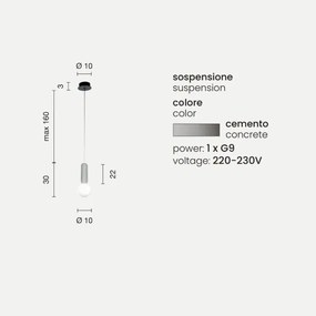 Lampada a sospensione ROCK in cemento e vetro soffiato D10 cm 1 Luce