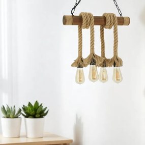 Brilagi - Lampadario a sospensione con catena KOS 4xE27/60W/230V faggio