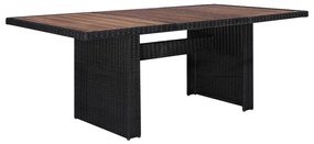 Set da pranzo da giardino 7 pz in polyrattan nero