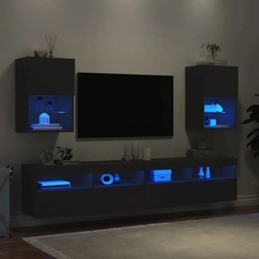 Mobili Porta TV con Luci LED 2 pz Neri 40,5x30x60 cm