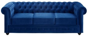 Divano CHESTERFIELD 3 posti in velluto Blu notte