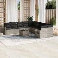 Set Divani da Giardino 11 pz con Cuscini in Polyrattan Grigio 3253059