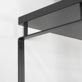 Attaccapanni da parete nero in metallo con scaffale 70 cm Rex – Spinder Design