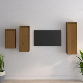 Mobili Porta Tv 3 Pz Ambra İn Legno Massello Di Pino /