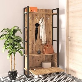 Mobile Ingresso Con Scarpiera E Appendiabiti 90x34x180 Stile Industrial Fiona