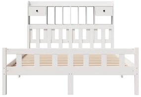 Letto libreria senza materasso bianco 160x200 cm legno di pino