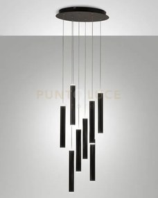 Prado lampadario a sospensione nero d.40cm 8 luci a led 3000k - 52w...