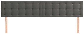 Testiera 2 pz grigio scuro 80x5x78/88 cm in velluto