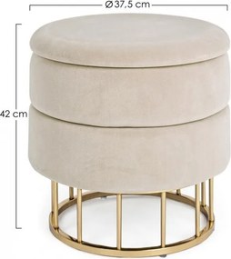 Sgabello Contenitore Pavlina Beige Imbottito in Tessuto effetto Velluto...