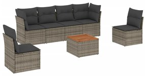 Set divani da giardino 7 pz con cuscini grigio in polyrattan