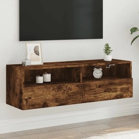 Mobile Tv A Parete Rovere Fumo 100x30x30 Cm Legno Multistrato /