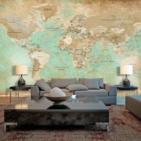 Fotomurale adesivo  Turquoise World Map II  Larghezza x Altezza Home decor 490x280