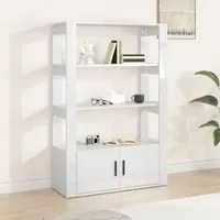 Credenza Bianco Lucido 80x30x119,5 cm in Legno Multistrato 819470