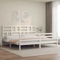 Giroletto con Testiera Bianco 200x200 cm in Legno Massellocod mxl 101001