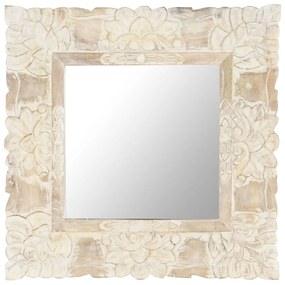 Specchio Bianco 50x50 cm in Legno Massello di Mango