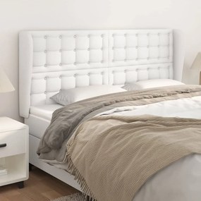 Testiera Ad Orecchio Bianca 163x23x118/128 Cm İn Similpelle /