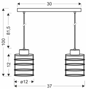 Lampadario a sospensione con filo GLOB 2xE27/40W/230V nero