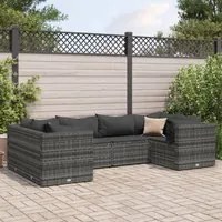 Set Divani da Giardino 6 pz con Cuscini in Polyrattan Grigio 3308250