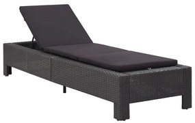 Lettino prendisole con cuscino nero in polyrattan