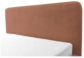 Letto matrimoniale imbottito color terracotta con contenitore con rete inclusa 140x200 cm Makapu – Makamii