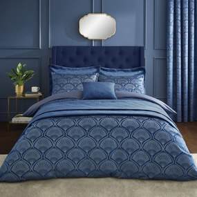Biancheria blu per letto matrimoniale 200x200 cm Art Deco Pearl - Catherine Lansfield